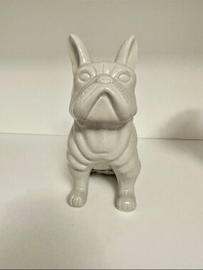 Ceramic French Bulldog Figurine - White Dog Decor